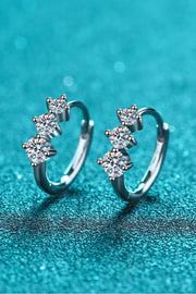 Angled pair view of moissanite huggie hoop earrings