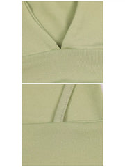 Close-up detail panels of light green cami fabric and stitched seams