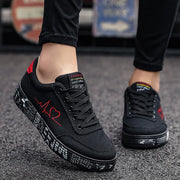 Round-toe lace-up platform sneakers, close-up