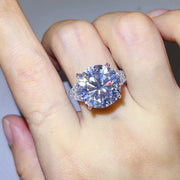 Moissanite ring viewed from the side to show its raised setting