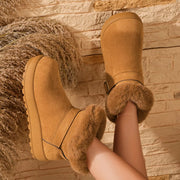 Tan faux-fur lined boot shown from the side