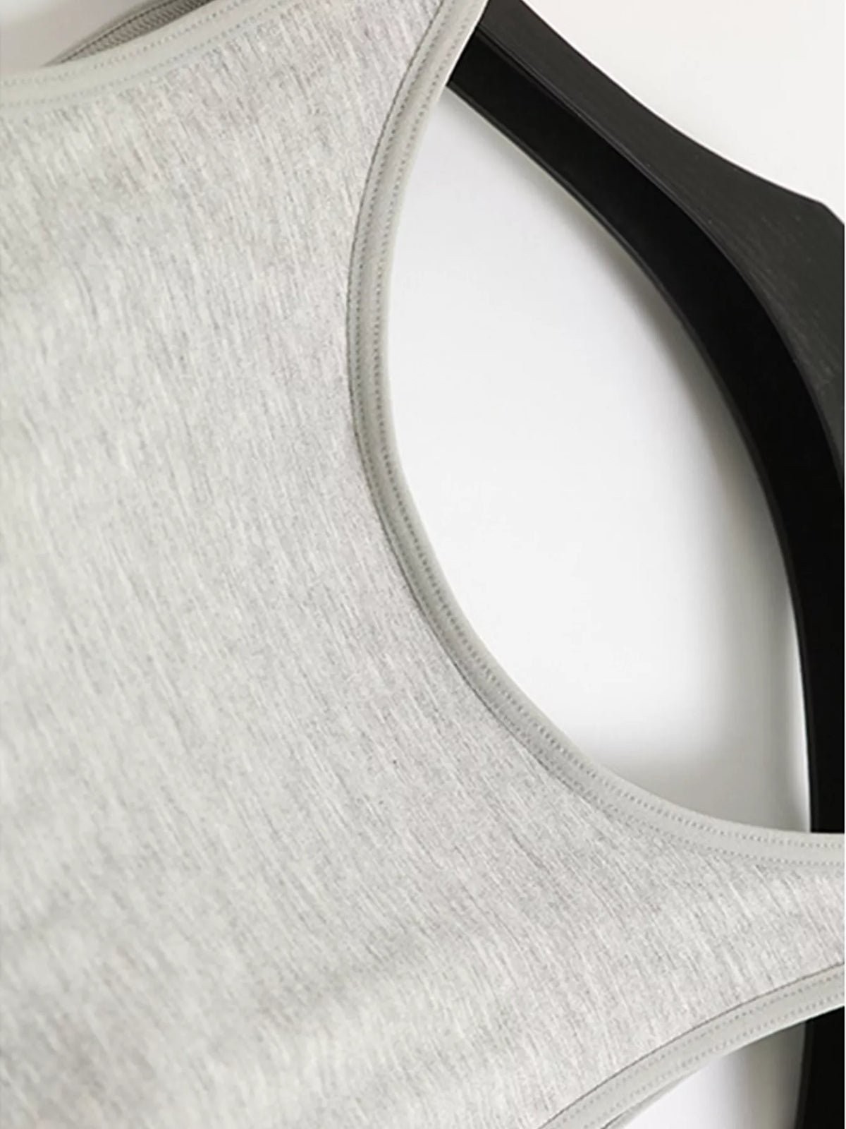 Close-up of tank fabric and neckline