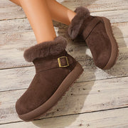 Tan suede-look boot outsole and side profile