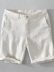 White loose-fit shorts, front view