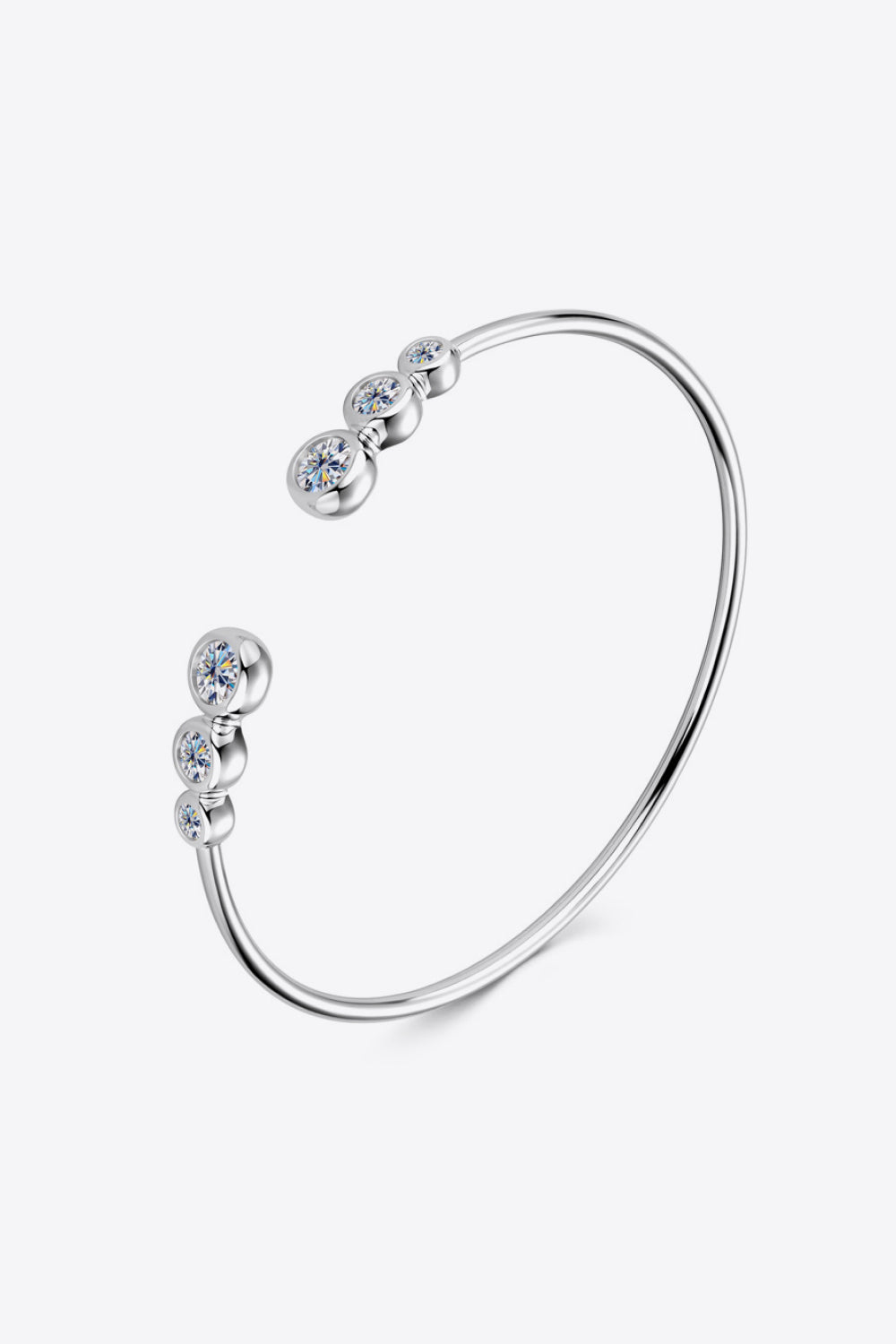 Detail of the open cuff bracelet and stone settings