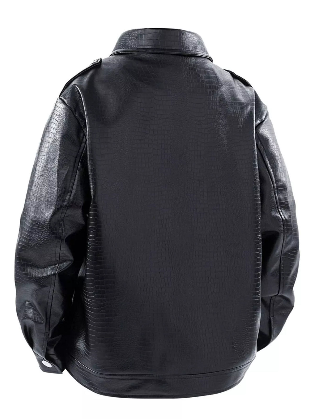 Back view of black lapel-collar jacket