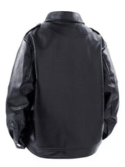 Back view of black lapel-collar jacket