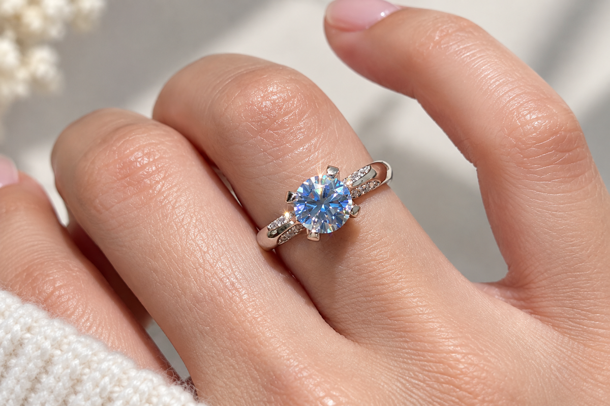 1 carat solitaire ring lifestyle shot