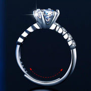 1 carat moissanite ring in 925 sterling silver, side view