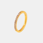 Gold-tone titanium steel ring with a slim band of clear zircon stones