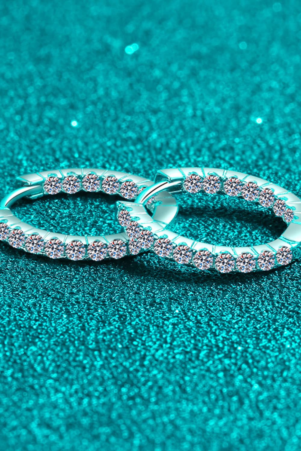Moissanite 925 Sterling Silver Huggie Earrings — Side view of moissanite huggie hoop profile