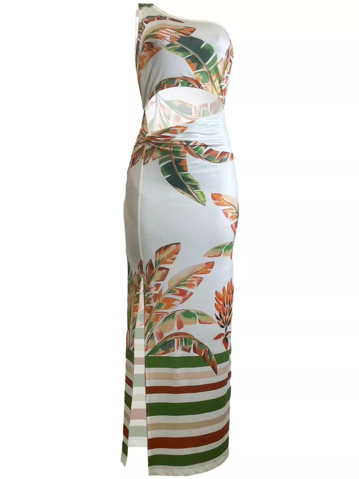 Tropical print maxi dress, side product view