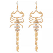 Pair of gold-tone scorpion earrings, front view