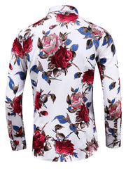 White floral shirt shown from the back