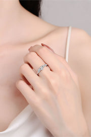 Moissanite ring in rhodium-plated silver, back view
