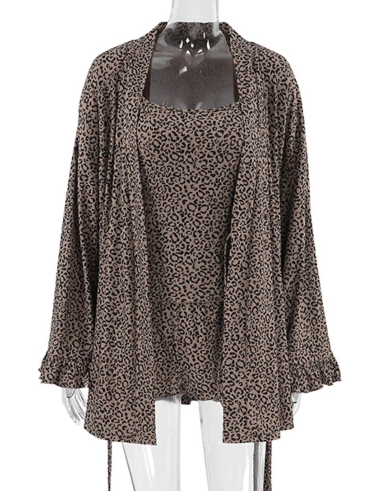 Leopard-print shorts with matching cami and cardigan