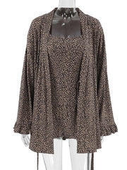 Leopard-print shorts with matching cami and cardigan