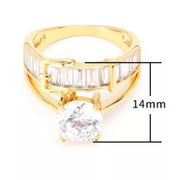 Gold-tone clear-stone ring displayed at an alternate angle