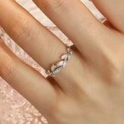 925 sterling silver leaf ring, back view
