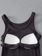 Soft viscose tank top with built-in bra, back view
