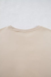 Plain back fabric and neckline of sweatshirt