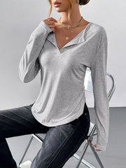 Close view of the T-shirt neckline and shoulder