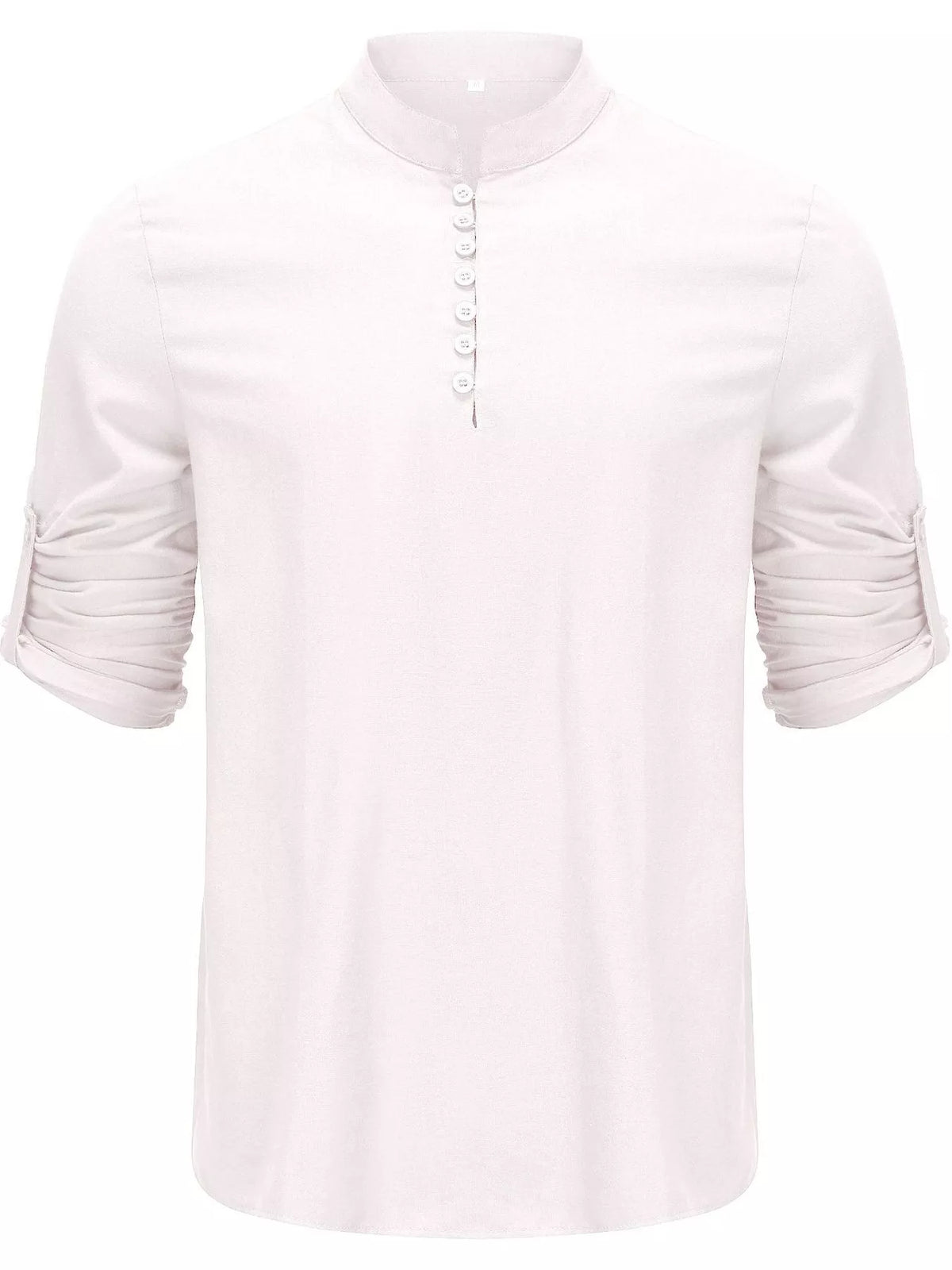 Black short-sleeve shirt with short button placket on hanger
