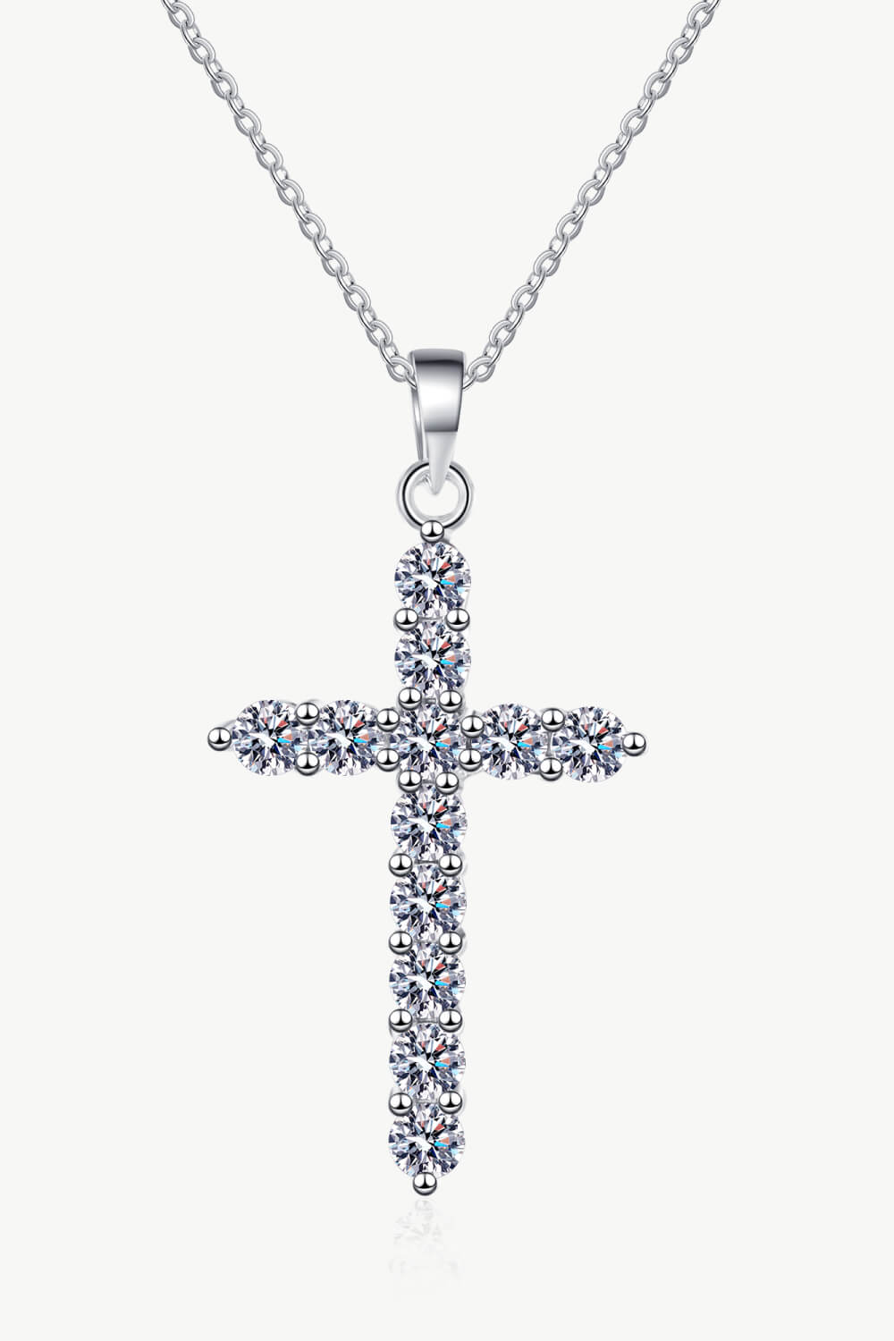 0.72-carat moissanite cross pendant necklace on white background