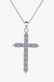 0.72-carat moissanite cross pendant necklace on white background