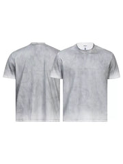 Gray washed short-sleeve crewneck T-shirt laid flat, front view