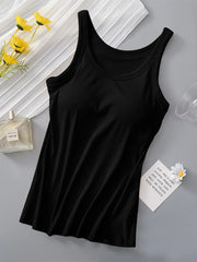 Soft viscose tank top with built-in bra shown in an alternate colour
