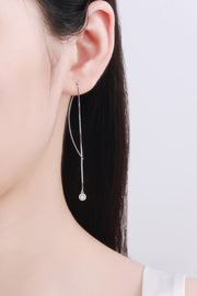 Moissanite 925 Sterling Silver Threader Earrings — Threader earrings worn on an ear