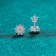 Floral cluster stud earring showing post and setting from behind
