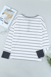 Back product view of striped Henley shirt