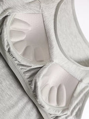 Close-up of padded cups in gray seamless tank