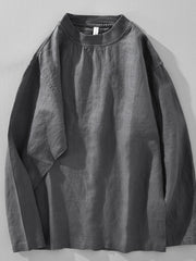 Charcoal long-sleeve crewneck T-shirt, front view