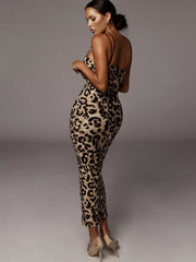 Leopard print midi dress, side view