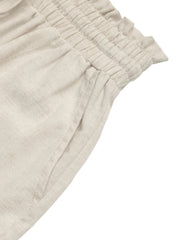 Close-up of side pocket and ruffled leg opening