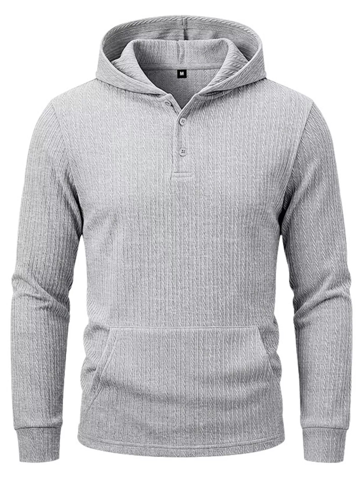 Light gray textured hoodie shown from the front with kangaroo pocket
