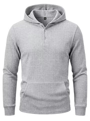 Light gray textured hoodie shown from the front with kangaroo pocket