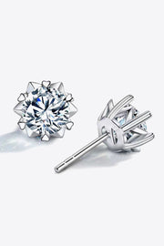 Round stud earrings showing a front setting and rear post