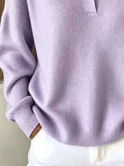 Camel ribbed polo sweater close-up showing collar and knit texture