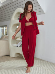 Black three-piece lounge set shown in an alternate front pose