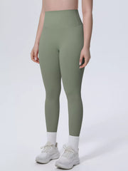 Full-length front view of high-waisted seamless active leggings
