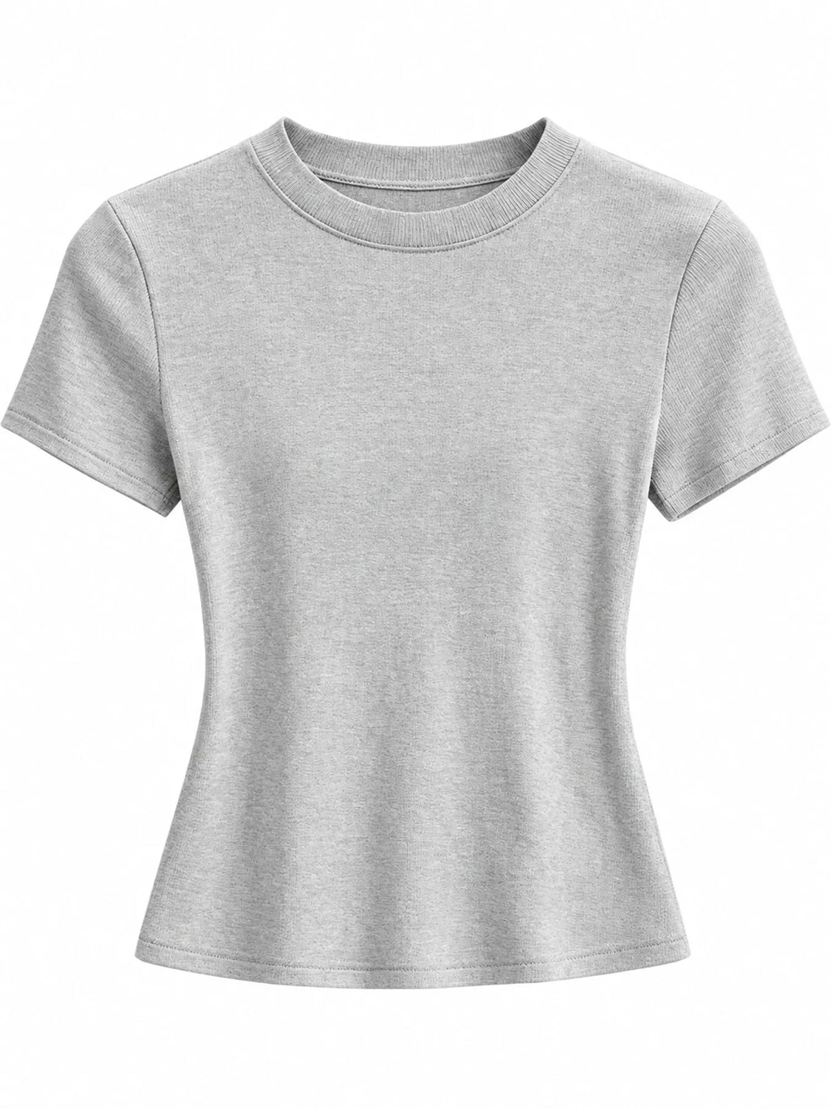Brown slim-fit crew neck T-shirt shown from the front.