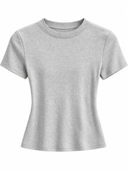 Brown slim-fit crew neck T-shirt shown from the front.