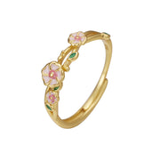 18K gold-plated 925 sterling silver flower ring, close-up