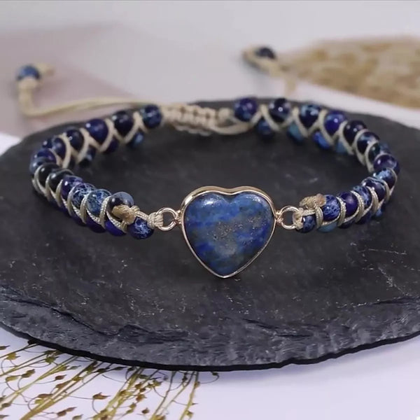 Heart charm beaded bracelet