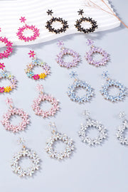 Color assortment of rhinestone flower dangle earrings