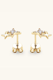Gold-tone open star stud earrings with upright posts and butterfly backs